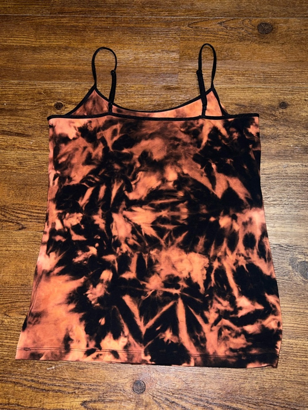a.n.a Black and Orange Custom Acid Wash Tie-Dye Camisole Tank Top Size L - Picture 3 of 8